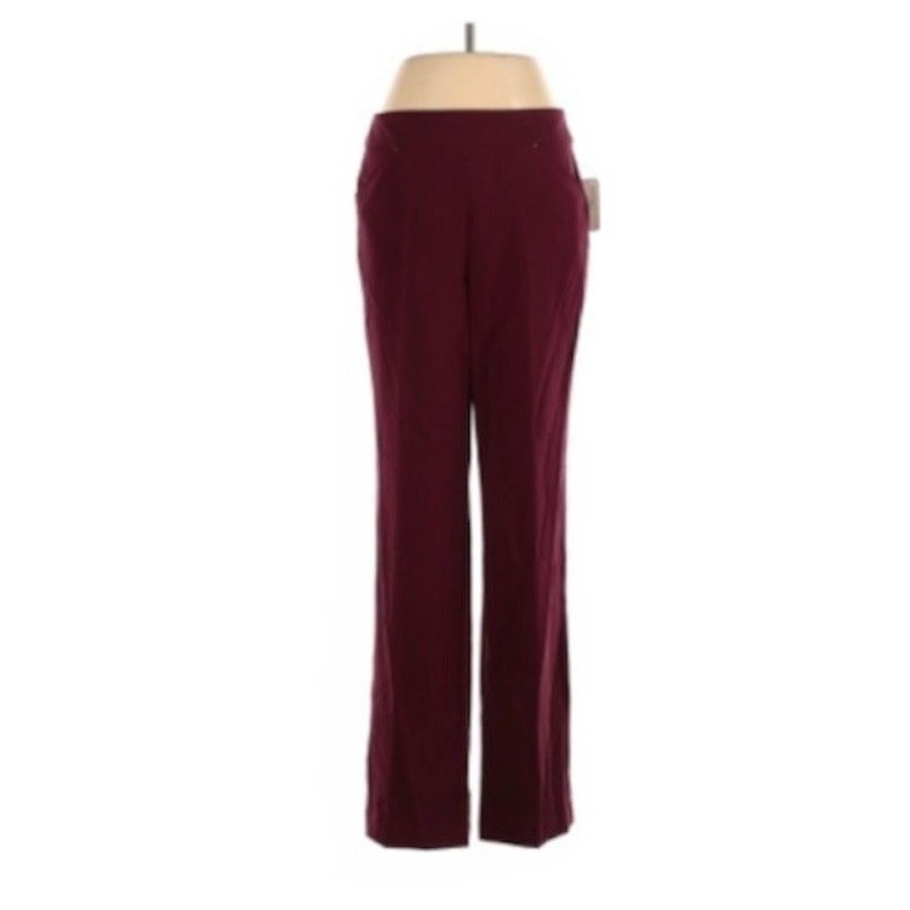 Roz & Ali Burgundy Stretch Pants Classic Fit Ankle Womens Size 4